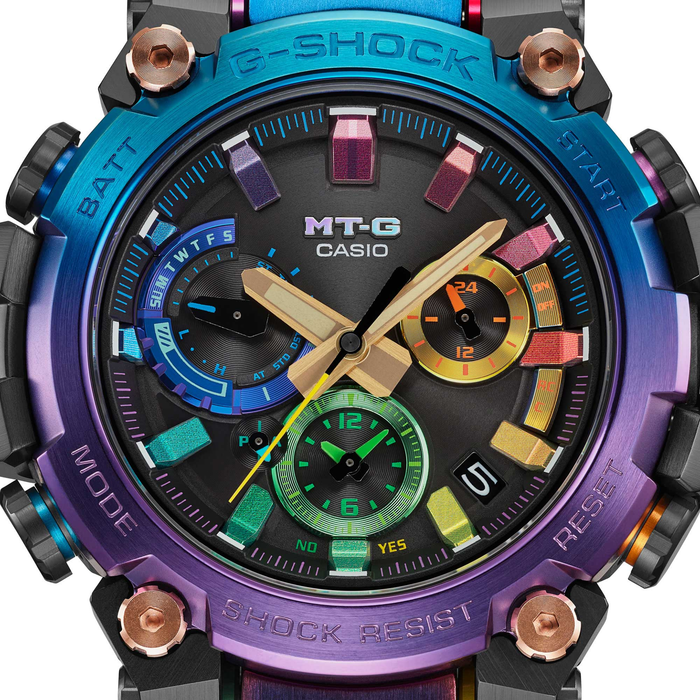 Galaxy Inspired G Shock MTGB3000DN 1ADR with Nebula Gradient and Rainbow Dial